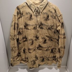 Woolrich Men's Tan Wolf Pattern Shirt